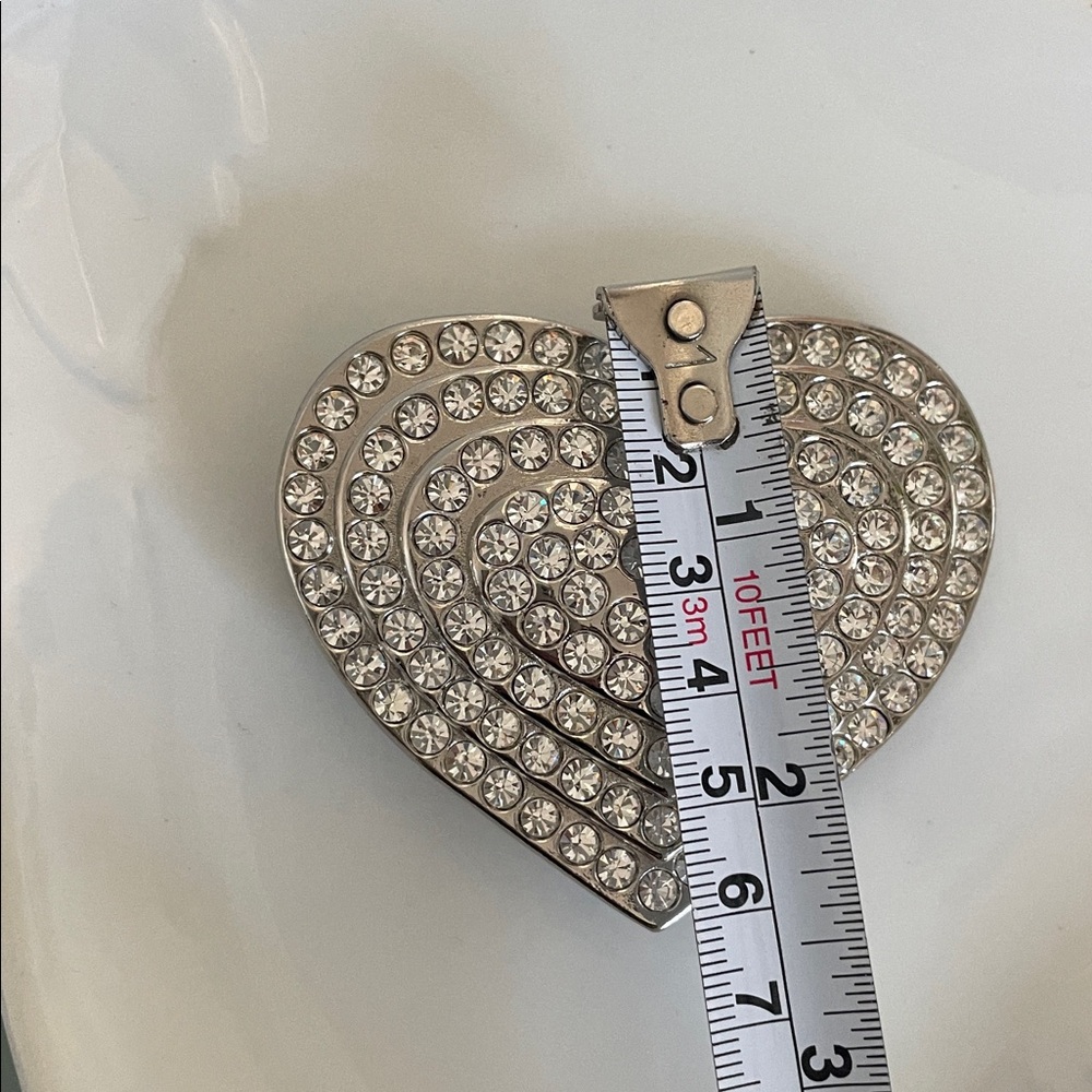 Silver Heart Crystal Belt Buckle - Picture 6 of 6